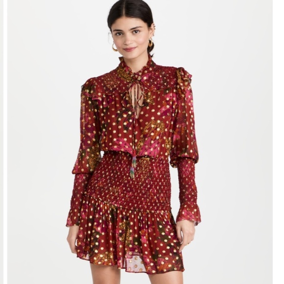 NWT FARM Rio Banana Flowers Long Sleeve Mini Dress  SIZE XL - Picture 1 of 7